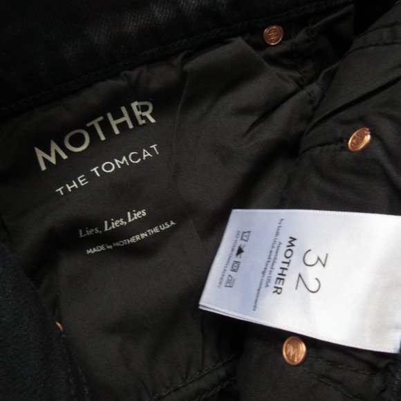 NWT Mother Superior Tomcat in Lies, Lies, Lies Black High Rise Crop Jeans 32 - Picture 3 of 10